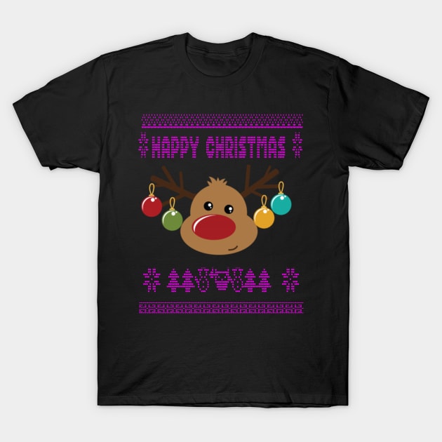 Reindeer ugly christmas sweater - family christmas, t-shirt, pjama top T-Shirt by DigillusionStudio